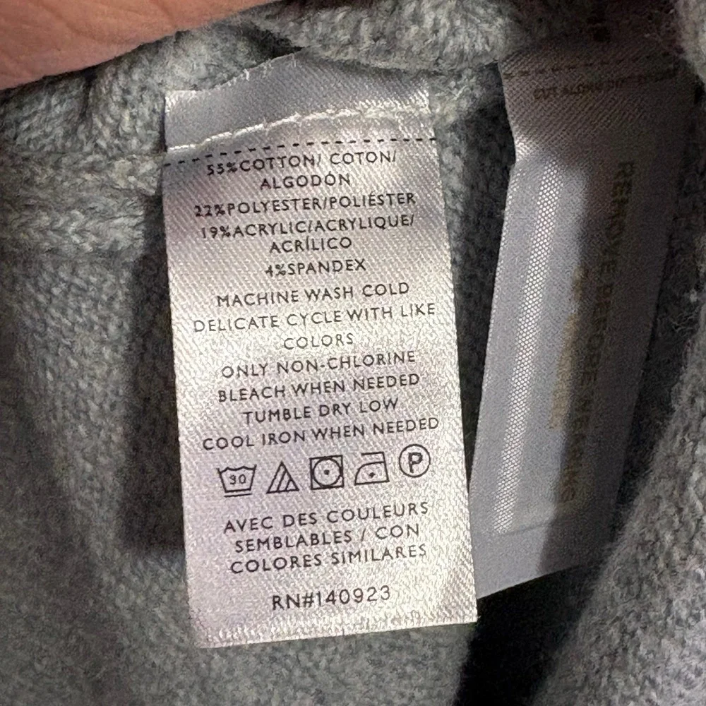 LOFT Womens Mock Neck Sweater Light Blue Gray L/S Cotton Blend Small Cozy Soft